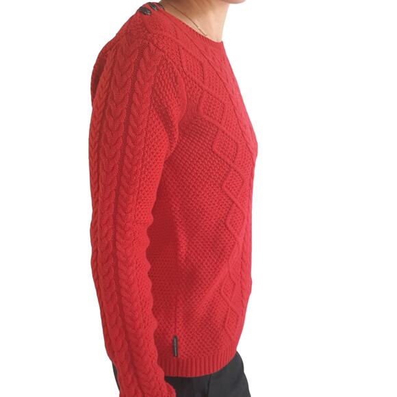 NWT Les Coyotes de Paris Red Sweater Size XS Cable Knit Cotton Crew Neck - Picture 9 of 16